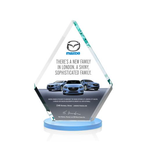 Corporate Awards - Canton Full Color Sky Blue Diamond Crystal Award