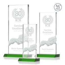 Employee Gifts - Poole Green Rectangle Crystal Award