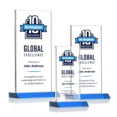 Bolton Full Color Sky Blue  Rectangle Crystal Award - Corporate Awards