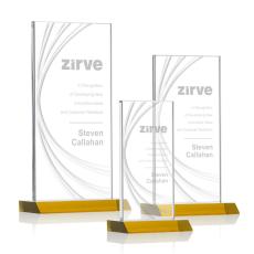 Employee Gifts - Hawkins Liquid Amber  Rectangle Crystal Award