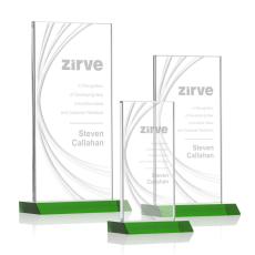 Employee Gifts - Hawkins Liquid Green Rectangle Crystal Award