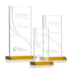 Employee Gifts - Keane Liquid Amber Rectangle Crystal Award