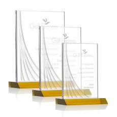 Employee Gifts - Leighton Liquid Amber Rectangle Crystal Award