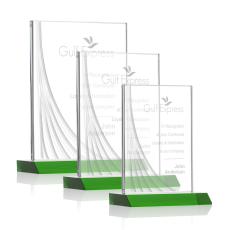 Employee Gifts - Leighton Liquid Green Rectangle Crystal Award
