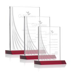 Employee Gifts - Leighton Liquid Red  Rectangle Crystal Award