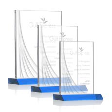 Employee Gifts - Leighton Liquid Sky Blue  Rectangle Crystal Award