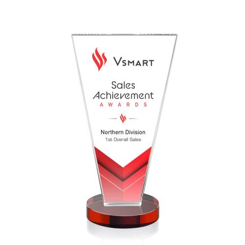 Corporate Awards - Burney Full Color Red Abstract / Misc Crystal Award