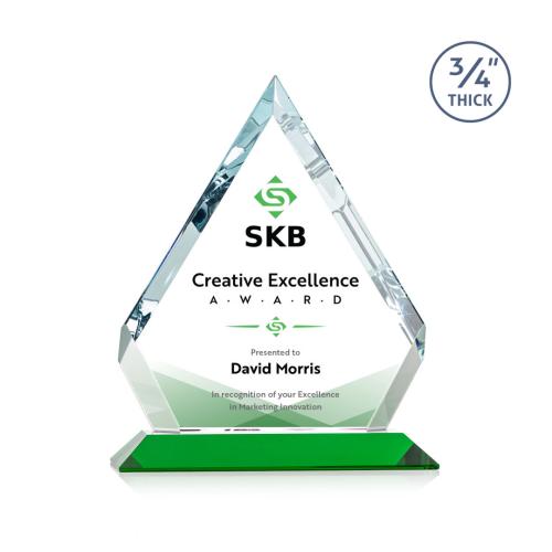 Corporate Awards - Apex Full Color Green Diamond Crystal Award