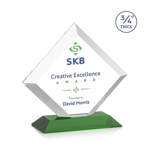 Corporate Awards - Belaire Full Color Green Diamond Crystal Award