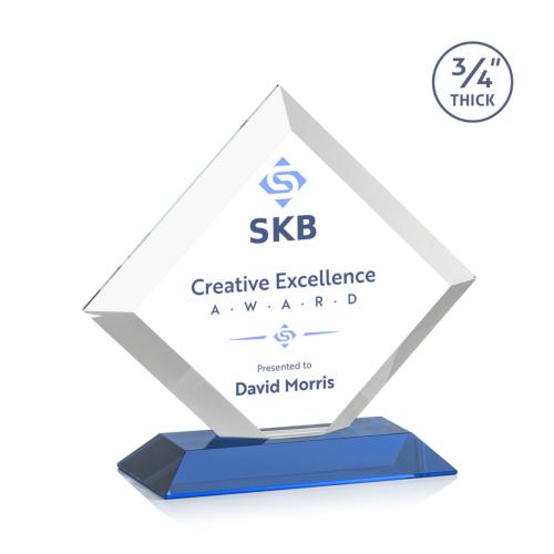 Corporate Awards - Belaire Full Color Sky Blue Diamond Crystal Award