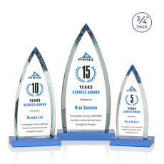 Shildon Full Color Sky Blue Arch & Crescent Crystal Award - Crystal Awards