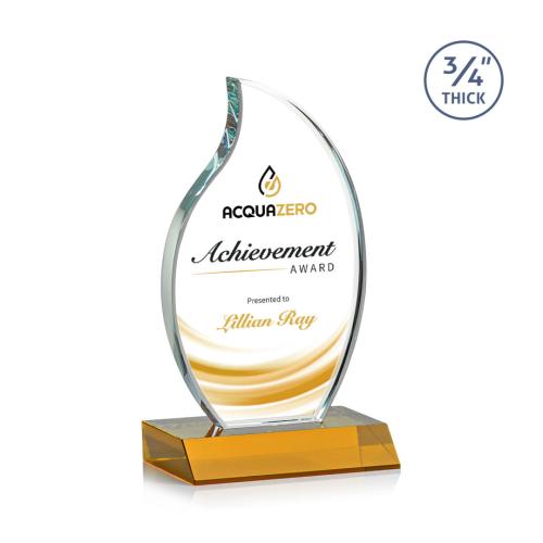 Corporate Awards - Croydon Full Color Amber Flame Crystal Award