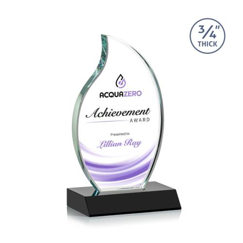 Corporate Awards - Croydon Full Color Black Flame Crystal Award