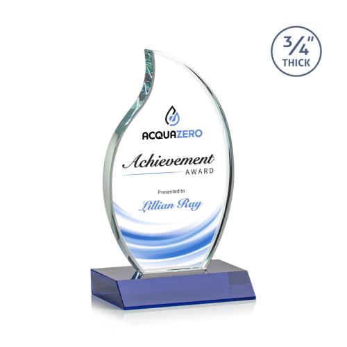 Corporate Awards - Croydon Full Color Blue Flame Crystal Award