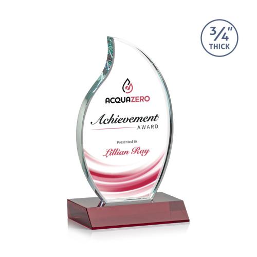 Corporate Awards - Croydon Full Color Red Flame Crystal Award