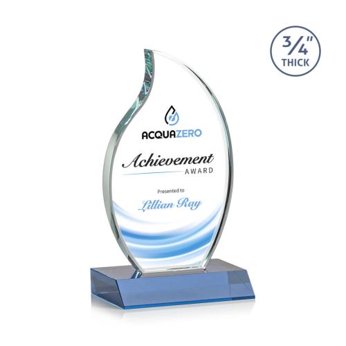 Corporate Awards - Croydon Full Color Sky Blue Flame Crystal Award