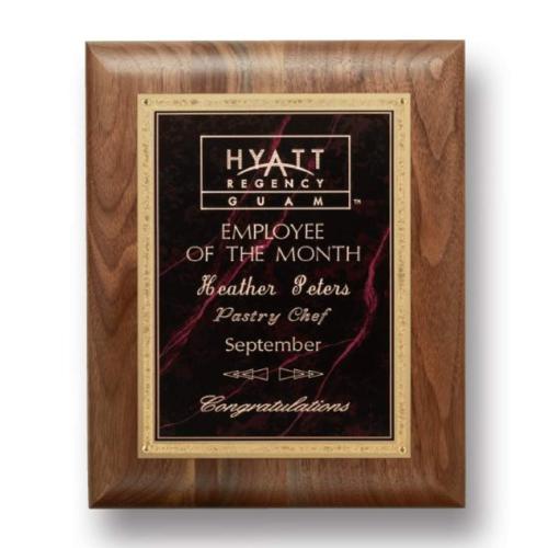 Corporate Awards - Award Plaques - Gemstone Walnut Plaque - Walnut/Garnetine
