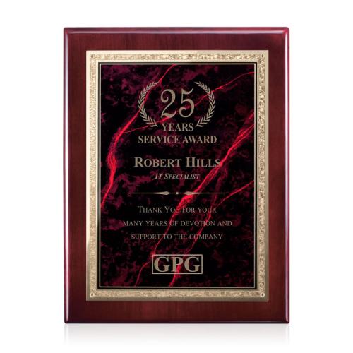 Corporate Awards - Award Plaques - Gemstone Rosewood Plaque - Rosewood/Garnetine