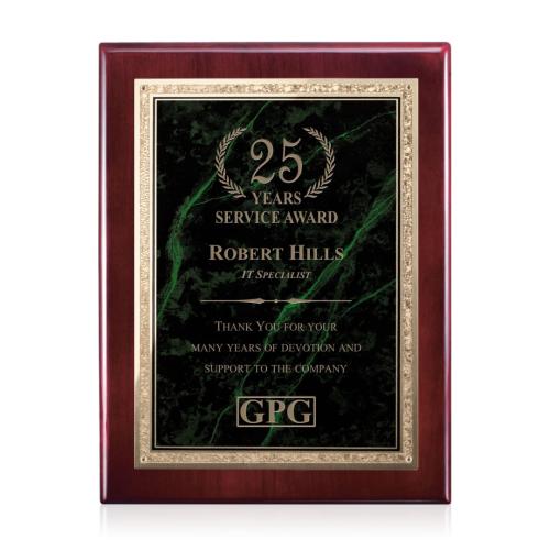 Corporate Awards - Award Plaques - Gemstone Rosewood Plaque - Rosewood/Verdi