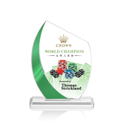 Corporate Awards - Glass Awards - Colored Glass Awards - Wadebridge Full Color Green Peak Crystal Award