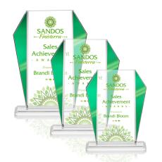 Employee Gifts - Newbury Full Color Green Arch & Crescent Crystal Award