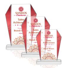 Employee Gifts - Newbury Full Color Red Arch & Crescent Crystal Award