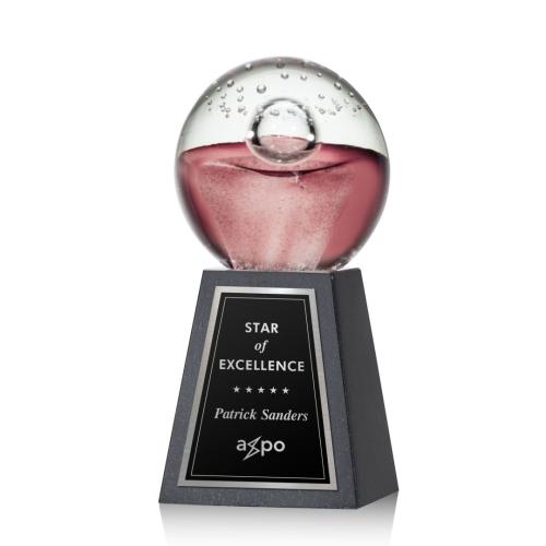 Corporate Awards - Glass Awards - Art Glass Awards - Jupiter Spheres on Tall Marble Glass Award