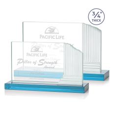 Employee Gifts - Colliseum Sky Blue Rectangle Crystal Award