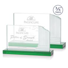 Employee Gifts - Colliseum Green Rectangle Crystal Award