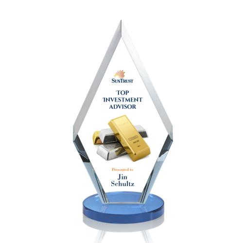Corporate Awards - Cancun Full Color Sky Blue Diamond Crystal Award
