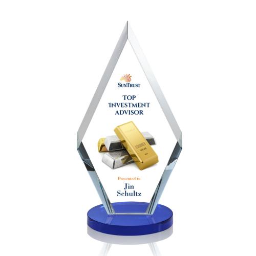 Corporate Awards - Cancun Full Color Blue Diamond Crystal Award