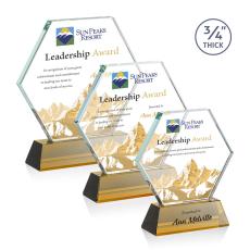 Pickering on Newhaven Full Color Amber Crystal Award - Colored Crystal