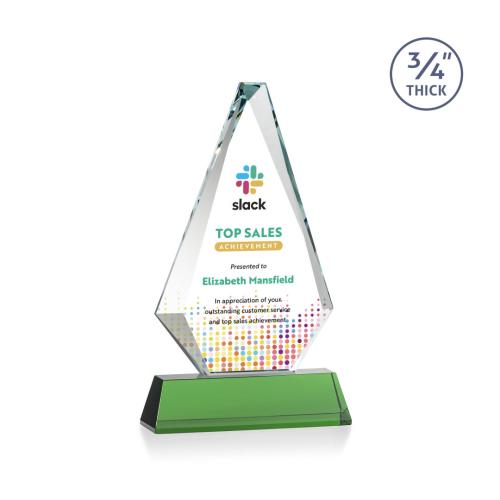 Corporate Awards - Windsor on Newhaven Full Color Green Diamond Crystal Award