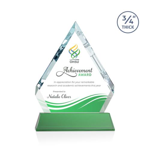 Corporate Awards - Apex Full Color Green on Newhaven Diamond Crystal Award