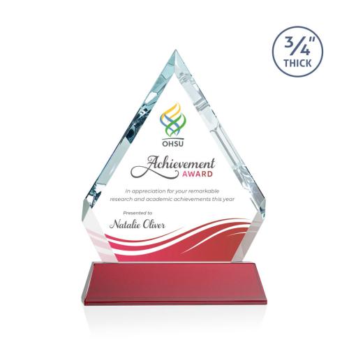 Corporate Awards - Apex Full Color Red on Newhaven Diamond Crystal Award