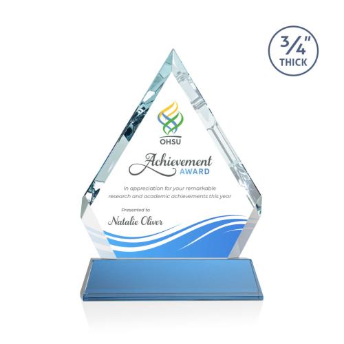 Corporate Awards - Apex Full Color Sky Blue on Newhaven Diamond Crystal Award