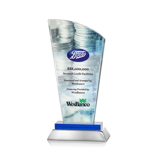 Corporate Awards - Hansen Full Color Blue Peak Crystal Award
