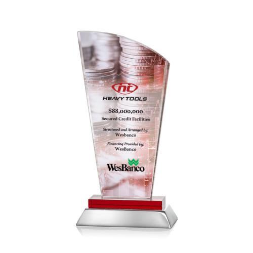 Corporate Awards - Hansen Full Color Red Peak Crystal Award