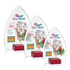 Employee Gifts - Aylin Full Color Red Arch & Crescent Crystal Award