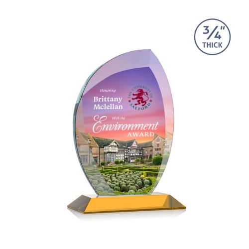 Corporate Awards - Wichita Full Color Amber Flame Crystal Award