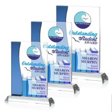 Employee Gifts - Landfield Full Color Blue Rectangle Crystal Award
