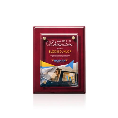 Corporate Awards - Full Color Awards - Caledon Full Color Plaque - Rosewood/Gold