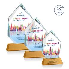 Employee Gifts - Deerhurst Full Color Amber on Newhaven Peak Crystal Award