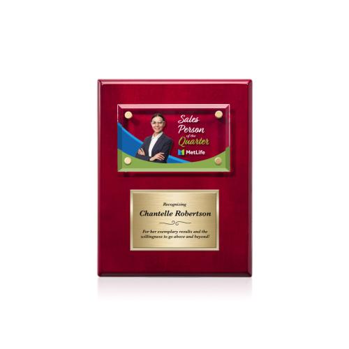 Corporate Awards - Award Plaques - Gossamer Full Color Plaque - Rosewood/Gold