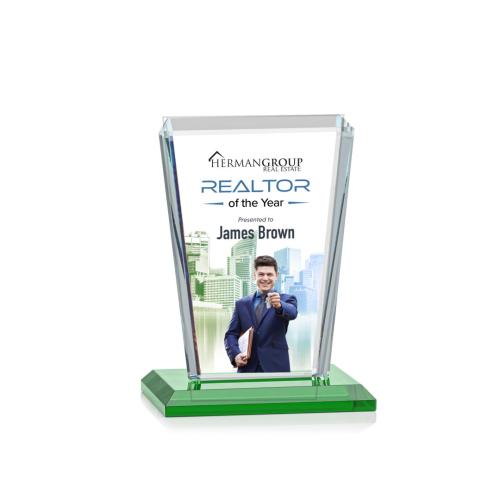 Corporate Awards - Chatham Full Color Green Rectangle Crystal Award