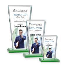 Employee Gifts - Chatham Full Color Green Rectangle Crystal Award