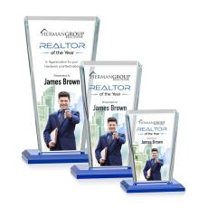 Employee Gifts - Chatham Full Color Blue Rectangle Crystal Award