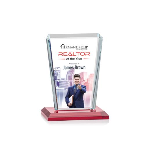 Corporate Awards - Chatham Full Color Red Rectangle Crystal Award