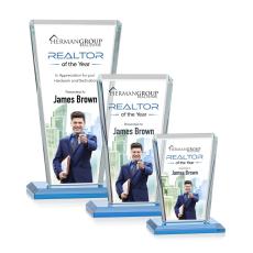 Employee Gifts - Chatham Full Color Sky Blue Rectangle Crystal Award