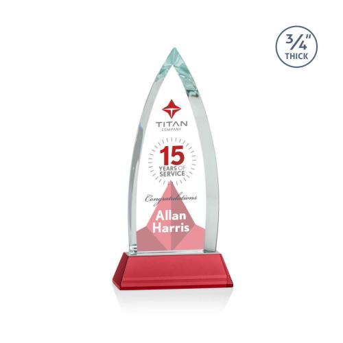 Corporate Awards - Shildon Full Color Red on Newhaven Arch & Crescent Crystal Award